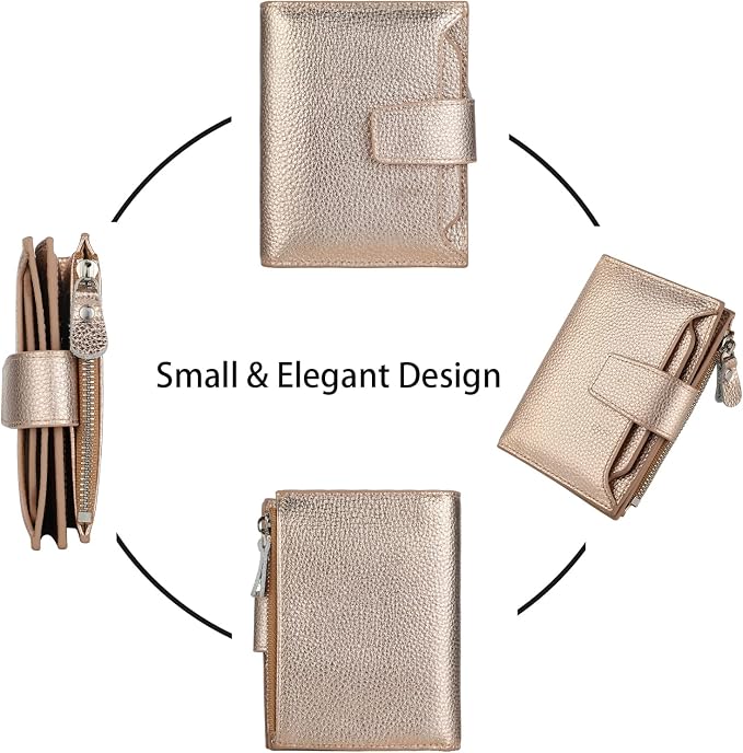 Small Compact Women Wallet RFID Blocking Genuine Leather Bifold Purse with ID Windows - Image 3