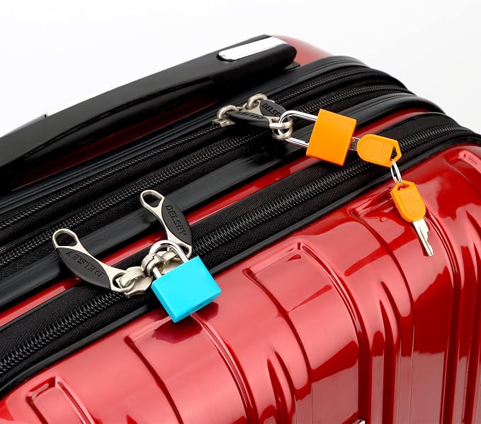 4 Pcs Suitcase Locks with Keys Multicolor Mini Keyed Padlock Febwind Metal Padlock Luggage Padlocks Plastic-Covered Copper Keyed Padlock for Suitcase, Backpack, Boxes, Laptop Bag - Image 6