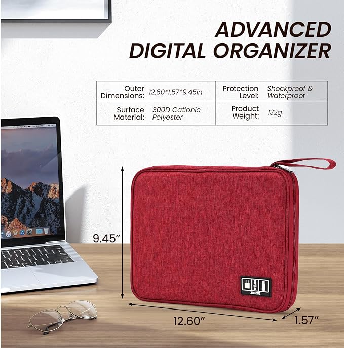 Cable Organizer Bag, Electronics Organizer Case for Tech Accessories | Store chargers, cables, power banks and adapters with elastic loops, mesh pockets and organized compartments for travel. - Image 2
