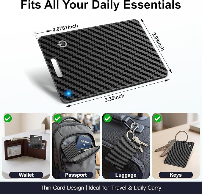 Wallet Tracker Card, Rechargeable, Works with Apple Find My | 1.6mm thin, Qi rechargeable, 5-month battery, IP68 waterproof, Left-Behind Alerts, iPhone & iPad compatible - Image 8