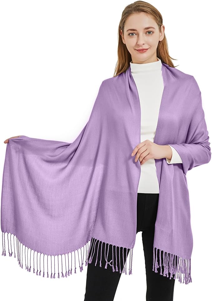 Soft Silky Pashmina Shawl Wraps Solid Colors Scarf for Wedding Evening Dresses - Image 3