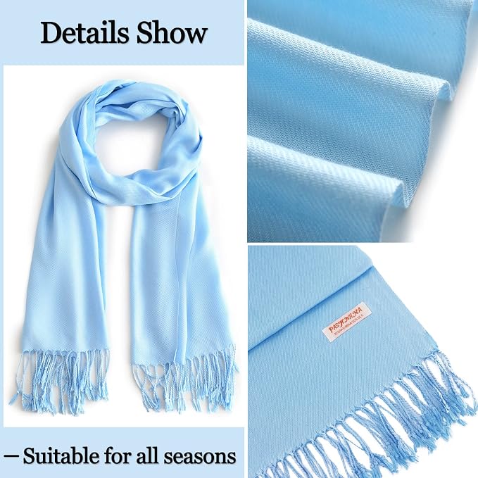 Soft Silky Pashmina Shawl Wraps Solid Colors Scarf for Wedding Evening Dresses - Image 3