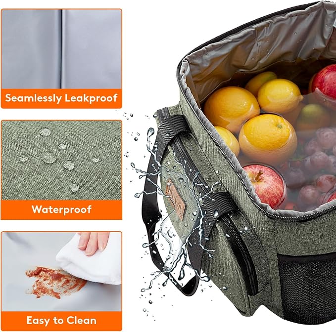 Lifewit Large Lunch Bag, Insulated Lunch Box, Soft Cooler Cooling Tote for Adult Men Women, Dark Green 24-Can (15L) - Image 6