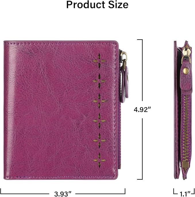 Ultra Thin Small Compact Leather Womens Girls Wallets RFID Blocking Credit Card Holder for Women - Image 4
