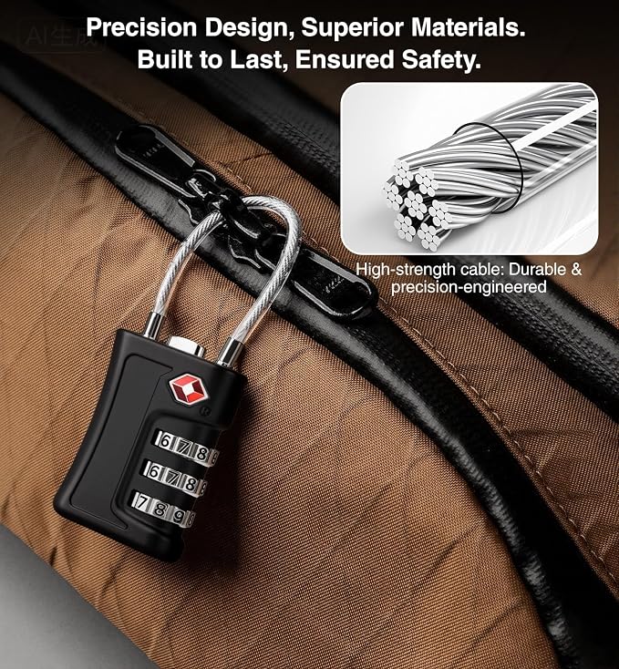 TSA Locks for Luggage, 3 Digit Combination, Suitcase Locks TSA Approved, Easy Read Dials, Luggage Locks for Suitcase, Toolbox, Backpack, Bag, Gym Locker - Image 5
