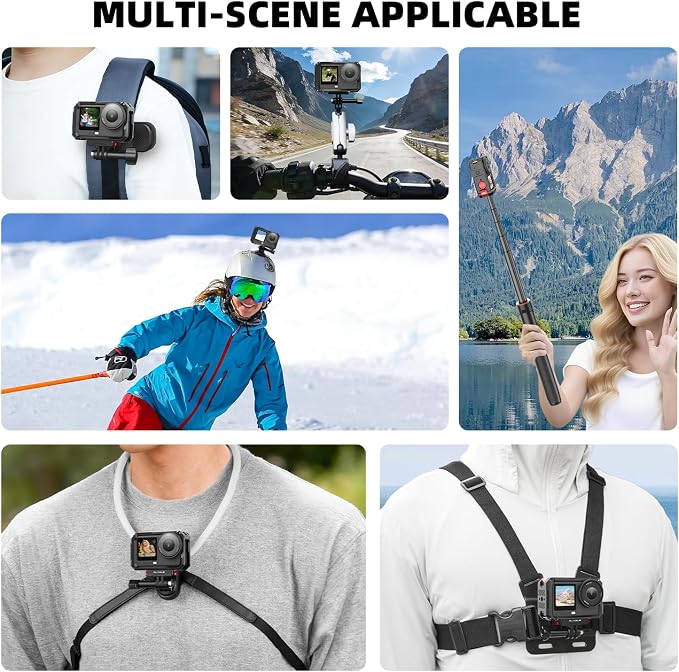 BRDRC Action 6 Camera Cage + Screen Protector+ Carrying Case (for Frame) Accessories Kit, Protective Metal Cage Portable PU Hard Bag Tempered Glass Lens Film for DJI Osmo Action 6 Protective Bundle - Image 3