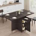 Space Saving Folding Dining Table for 2-4, Farmhouse Foldable Dining Table with Drawer and Storage Shelf, 6 Wheels Drop Leaf Kitchen Dining Room Table for Small Space (Walnut 47.2" x 23.6" x 29.5") by JOCOEVOL