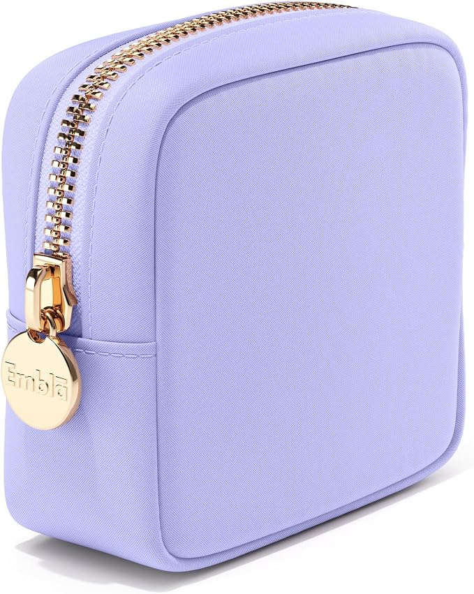 Embla Small Makeup Bag for Purse, Mini Waterproof Nylon Cosmetic Pouch, Durable and Lightweight Travel Toiletry Bag with Smooth Zipper, Lavender by Embla