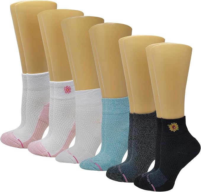 Dr. Motion Compression Quarter Socks For Women With Enhanced Cushion And Breathable Arch Support 6 Pairs - Image 3