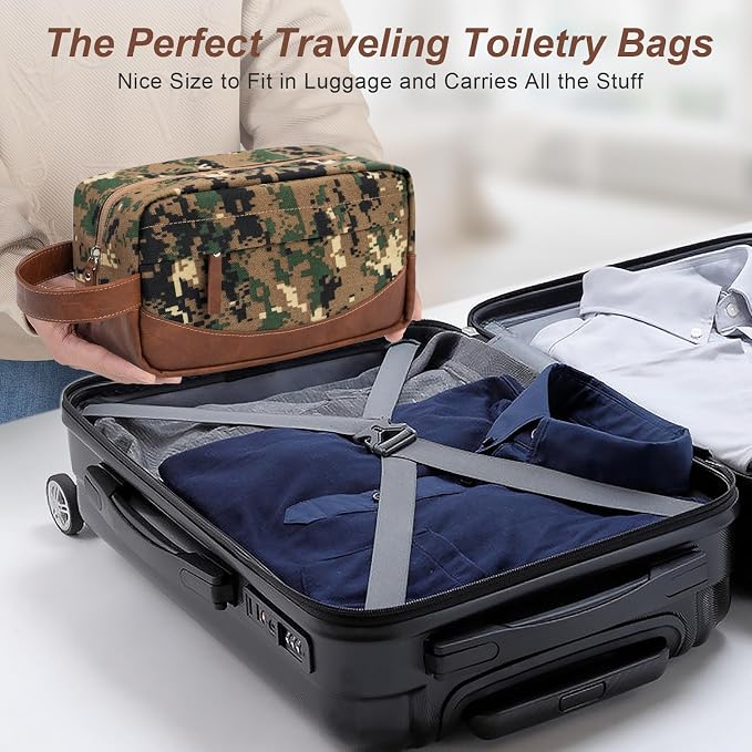 Travel Toiletry Bag for Men, Hanging Toiletry Organizer, Water Resistant Shaving Kit with Large Capacity for Travel Accessories (Camo-Green, Medium) - Image 6