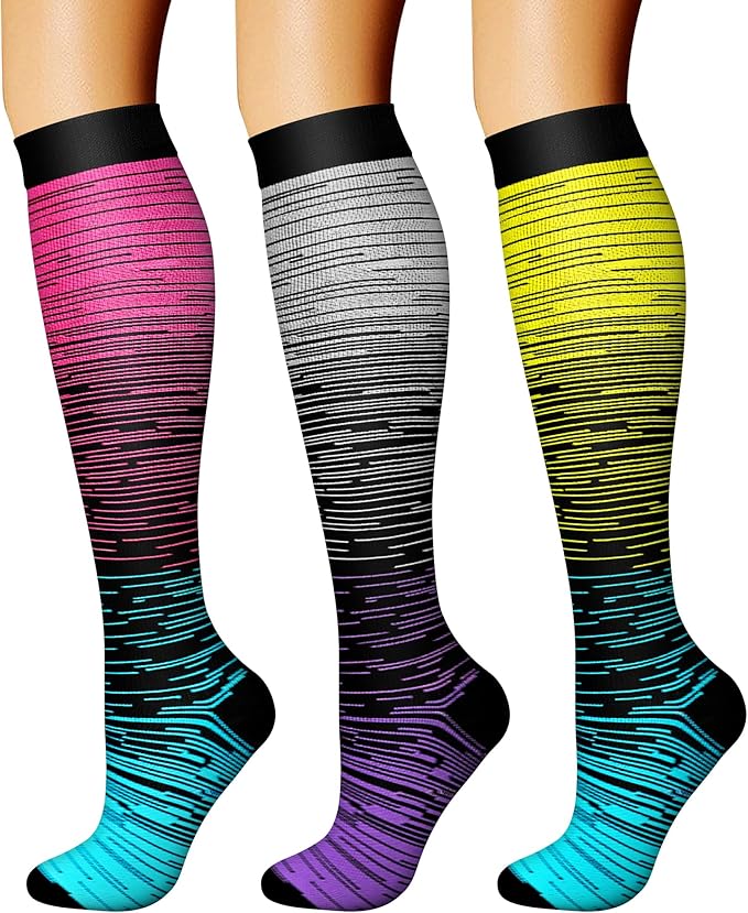CHARMKING Compression Socks for Women & Men Circulation (3 Pairs) 15-20 mmHg is Best Support for Athletic Running Cycling by CHARMKING