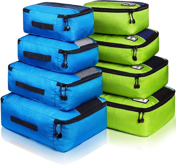 Packing Cubes large Luggage Organizers Bags For Travel Organizing Clothes | Mixed Color 8 Set Suitable family or two-person trips; breathable mesh make easy to sort; durable and convenient to store by Idesort