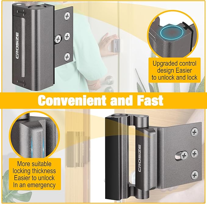 Home Security Door Lock, Door Reinforcement Lock for Kids Safety, Dark Gray | Withstands 1000 lbs of Impact, Door Lock for Front Door, Defender Door Locks Latch, Inside Door Lock, For Door Security - Image 6