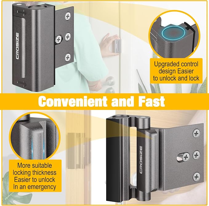 Home Security Door Lock, Door Reinforcement Lock for Kids Safety, Dark Gray | Withstands 1000 lbs of Impact, Door Lock for Front Door, Defender Door Locks Latch, Inside Door Lock, For Door Security - Image 6
