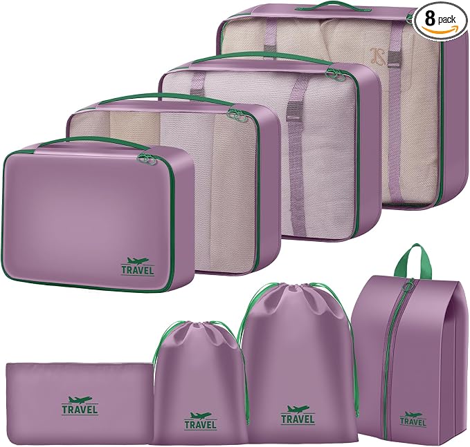 8 Set Packing Cubes for Travel Suitcase Organizer Bags Luggage Packing Cubes Set Travel Essentials Accessories Gifts for Women by YEEYAA