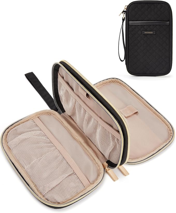 BAGSMART Electronic Cord Cable Organizer Travel Bag Case, Double Layers Tech Electronic Bag, Essentials for Charger, Cable, Phone, Flash drive, Black - Image 8