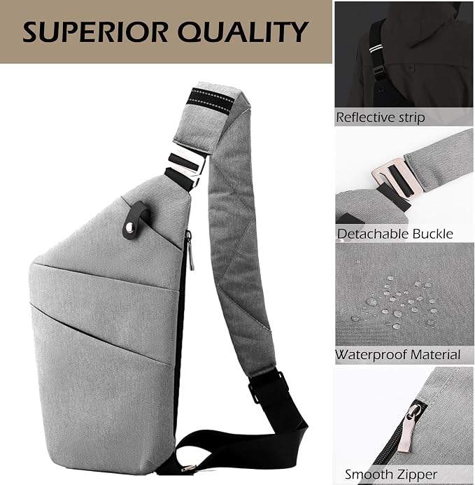 Anti Theft Crossbody Bags for Women Men, Multi-Pocket Shoulder Bag, Slim Sling Purse with 2 RFID Blocking Card (Right Shoulder-Viola) - Image 7