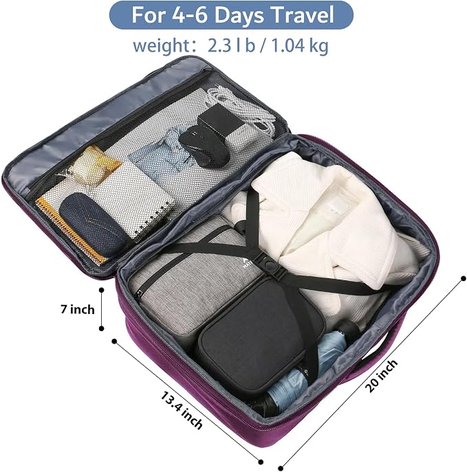 MATEIN Large Purple Travel Backpack, Expandable Airplane Backpack for Women | Carry on Backpack, Casual Daypack, Hidden Shoulder Strap, Airline Approved, Gifts for Work International Trip Travelling - Image 4