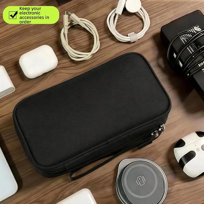 Portable Waterproof Double Layers All-in-One Storage Bag, Travel Cord Organizer，Electronics Accessories Organizer Pouch Bag for Accessories,Charger, USB Cable, Gadget (black) - Image 7