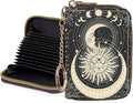 Credit Card Holder for Women,Small Rfid Wallet with Keychain Zipper,Cute PU Leather Card Case Wallet，Accordion Credit Card Wallets Gift,Sun Moon Face by Unknown