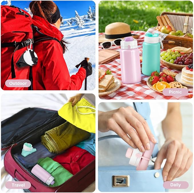 PLTCAT Collapsible Water Bottle, 19oz Foldable Bottle BPA Free Reusable Lightweight Leak-Proof Travel Silicone Water Bottle for Travel, Gym, Hiking, Office, Camping - Image 7