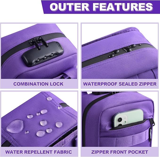 Storage Bag with Combination Lock Small Carbon Lined Tactical Molle Box Medicine Money Cosmetic Organizer Case Great Gifts for Men Women - Image 2