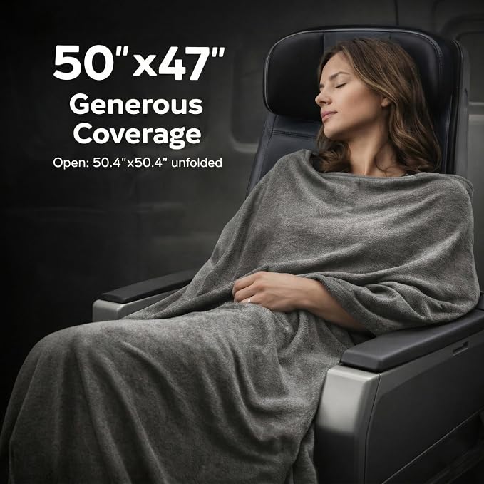 GForce Jersey Knit Travel Blanket| Packable| Fits Over Handle | Soft| Easy to Travel| Grey | Travel | Bag | Blanket | - Image 3