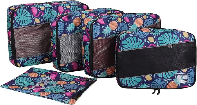 5 Set Packing Cubes for Travel Large Suitcase Luggage Organizer Bags Travel Accessories Vacation 4 Cubes 1 Laundry Pouch Bag - Image 3