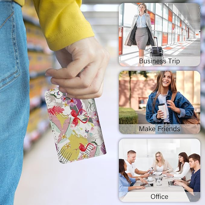 Business Card Holder，PU Leather Business Card Case Color Printing Pattern Card Holder Wallet，Pockets Magnetic Credit Card Holders for Men and Women - Rose Flowers - Image 7