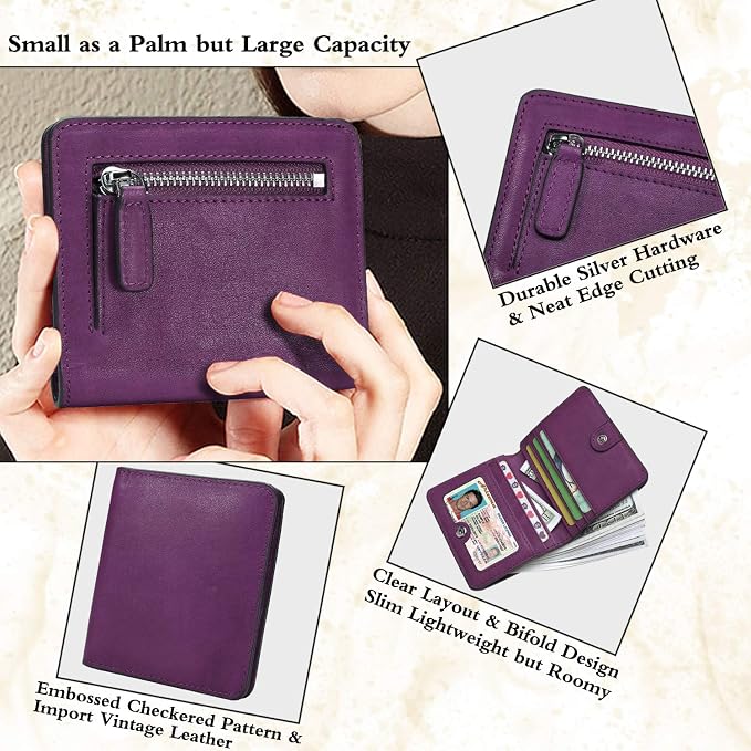 Small Leather Wallet for Women, Ladies Credit Card Holder RFID Blocking Women's Mini Bifold Pocket Purse - Image 3