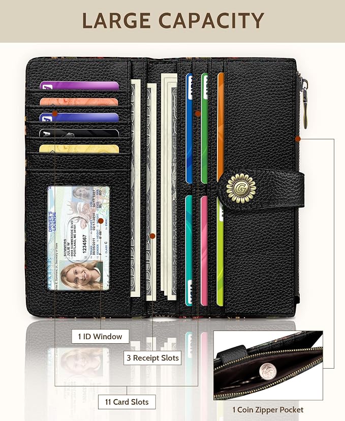 GIANCOMICS Book Mushroom Womens Wallet RFID, Goth Credit Card Holder Bifold | Billfold, Cute Cash Purse, Travel Zipper Coin Pocket, Compact Clutch, PU Leather, ID Window, 11 Card Slots, Ladies Gift Woman - Image 3
