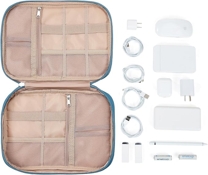 NISHEL Travel Cord Organizer, Electronic Cable Accessories Storage Bag | Bag for chargers, cables, phones, hard drives, USB devices and SD cards, ideal for travel and daily use, Lake-Blue - Image 5
