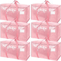 TICONN 6 Pack Extra Large Moving Bags Heavy Duty with Zippers & Carrying Handles, Durable Storage Bags Moving Boxes for Closet Organizers and Storage (6 Pack, Coral) by TICONN