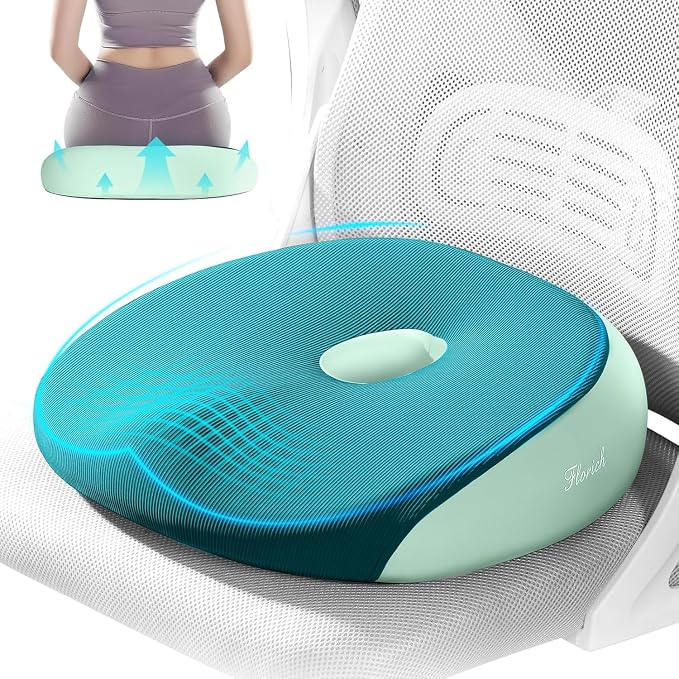 Seat Cushion, Memory Foam Cushion for Office Chair, Ergonomic Office Seat Chair Cushion for Relieving Sciatica, Soft & Breathable Car Seat Cushion - Green by FLORICH