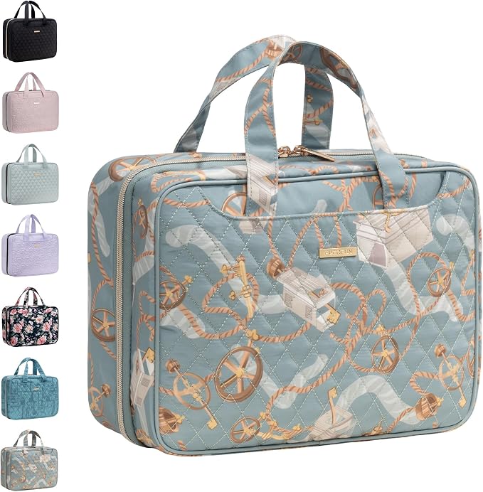 Everfun Travel Toiletry Bag with Hanging Hook and Leakproof Wet/Dry Compartments, Large Capacity Makeup Cosmetic Organizer for Women, 12x9x4.5 Inch, Muted Green by EVERFUN