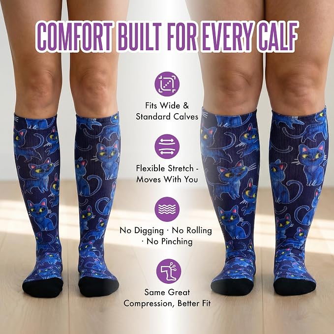 Crazy Compression Socks, Comfortable Support Socks for Recovery, Travel, Hiking, and Long-Hour Comfort w/Fun Designs - Image 8