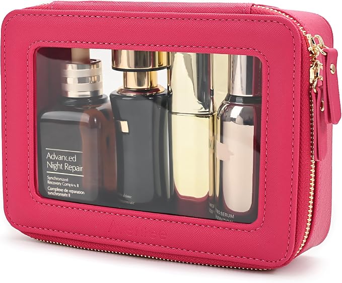 Aveniee Clear Makeup Bag Organizer,Travel Toiletry Bag for Women,Waterproof Cosmetic Pouch with Zippers,Car Accessories Organizers and Storage Case,Hotpink,Medium Classic - Image 7