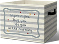 Heartwarming Sweet Night Storage Bins Box with Handles Organizer Basket | calming minimalist foldable basket for organizing, striped collapsible toys clothes for playroom nursery bedroom, 10x14 in by Unknown