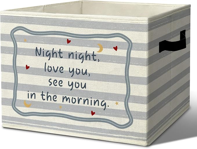 Heartwarming Sweet Night Storage Bins Box with Handles Organizer Basket | calming minimalist foldable basket for organizing, striped collapsible toys clothes for playroom nursery bedroom, 10x14 in by Unknown