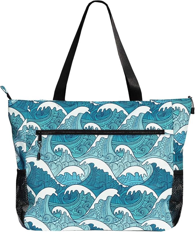 ESVAN LARGE BEACH BAG Water Resistant Lightweight 20 inch Women Oversize Tote Bag for Gym Beach Travel Pool Yoga Nurse - Image 6