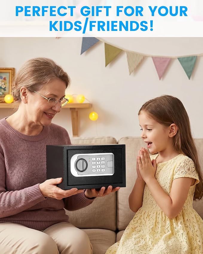 [UPGRADED] Small Safes for Home, 0.30 Cuft Mini Safe Box | with Fireproof Waterproof Bag, Digital Money Safe with Programmable Keypad Spare Keys, Security Cash Box for Money Valuables - Image 8