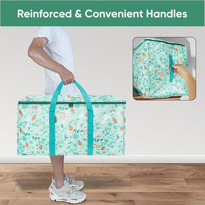 BALEINE 4-Pack Oversized Moving Bags with Reinforced Handles, Heavy-Duty Storage Tote for Clothes, Moving Supplies (Spring Stroll, 4-Pack) - Image 5