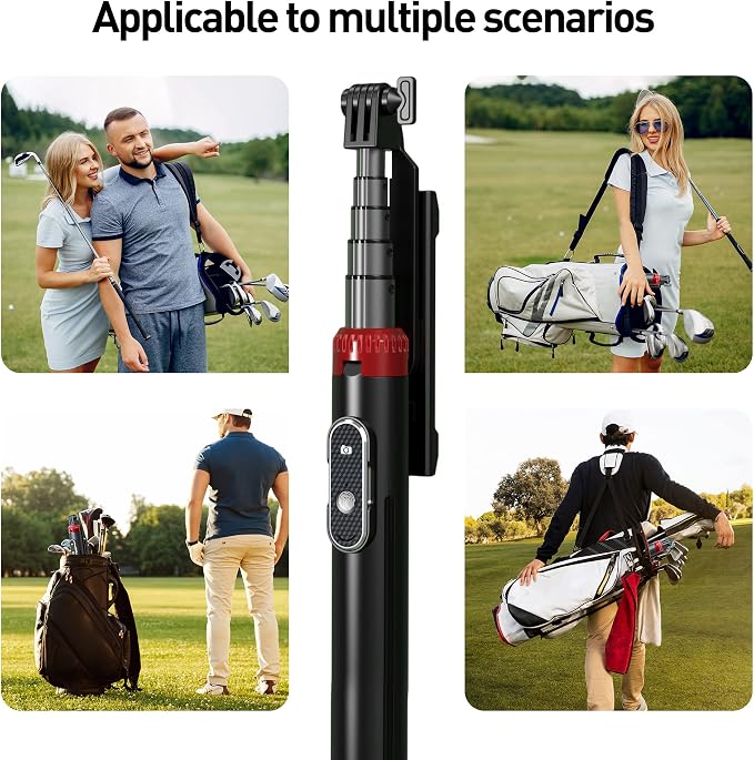 62" Phone Tripod & Selfie Stick for Golf Training | Extendable Cell Phone Tripod Stand with Wireless Remote and Phone Holder, Golf Training Aid - Compatible with iPhone Android - Image 2