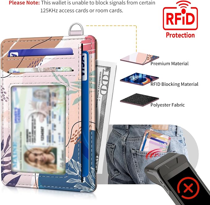 Mayski Slim Wallet, Credit Card Holder for Women, Minimalist Front Pocket RFID Blocking Card Cases, Small Wallet Women Men(Leaves2) - Image 4