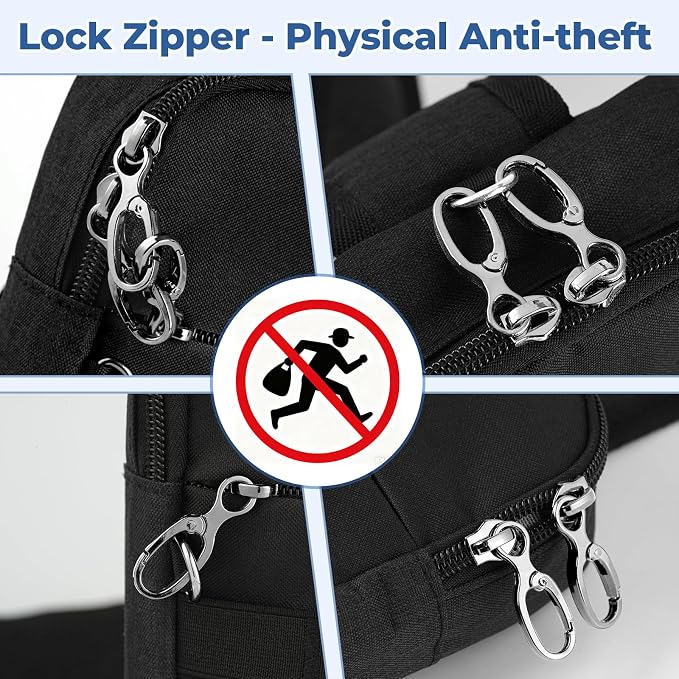 Anti Theft Sling Bag Tactical Small Shoulder Chest Crossbody Bag for Men Women with Zipper Lock RFID Blocking - Image 2