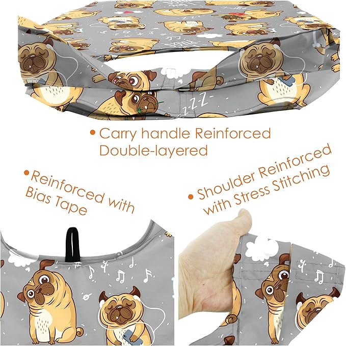 BeeGreen Dog Lover Gifts for Women Animals Reusable Grocery Bags Shopping Bags Bulk 6 Pack 50LBS X-Large Foldable-Machine Washable Shepherd Collie Bulldog Dog Paws Pet Bags - Image 5