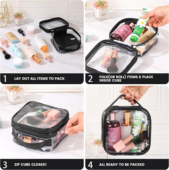 BORMELUN Clear pouches for travel toiletries vinyl TSA airport approved proof makeup bag reusable organizer (black) - Image 7