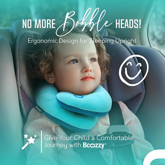 BCOZZY Kids Travel Neck Pillow (3-7 Y/O)- Patented Soft Toddler Pillow for Head & Chin Support in Car Seat, Airplane, and Road Trip Sleeping. Adjustable Size. Fully Washable. Carry Bag. Small, Hearts - Image 4