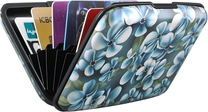 RFID Aluminum Wallet Credit Card Protector Case Holder for Men Women | Mini RFID Aluminum Wallet Credit Cards Holder Business Card Case Metal ID Case for Men Women(Cute Flowers) - Image 6