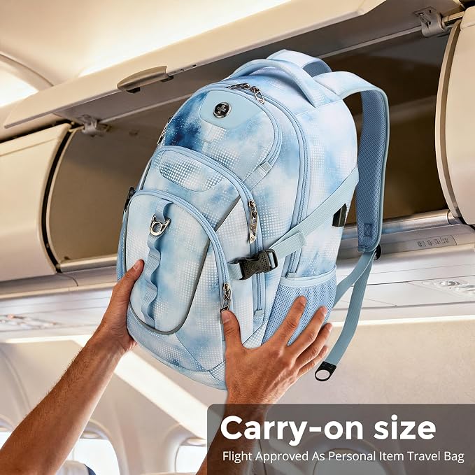 Swissdigital Laptop Backpack with USB Charging Port, 31l Backpack for Men | USB Charging Port, 31l, Travel Backpack, Polka Blue SD803-105 - Image 3